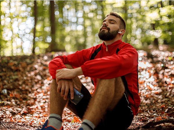 Young man relaxing in nature