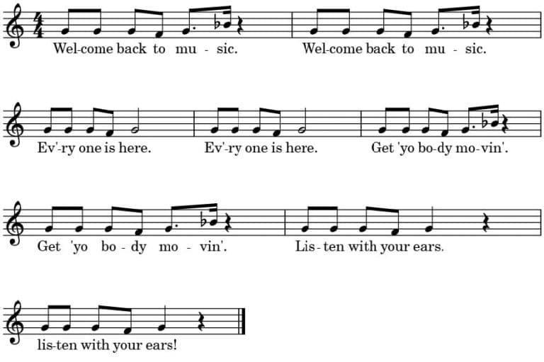 Welcome Musical Notes Welcome Back to Music - Teaching With Orff